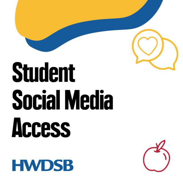 Beginning Monday, September 23, student access to social media will be restricted. Messages have been sent to all students, staff and families so all members of the HWDSB community are aware of the changes. Here are some key details: 

• Social media platforms will no longer be accessible on all HWDSB student devices AND student networks. 
• Students will NEVER be able to access social media on HWDSB devices. Students using their own devices will NOT be able to access social media while connected to a school Wi-Fi network. 
• A list of HWDSB-supported digital tools and a sample list of restricted social media platforms can be found on the HWDSB website. 

The actions we take together as a school board community are about co-creating classroom conditions with a continued focus on learning outcomes, safety and well-being. Click the link in our bio for more information.